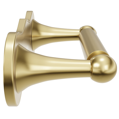 Windsor 1930 Traditional Colore Brushed Brass Wall Mounted Double Post Toilet Roll Holder Side View