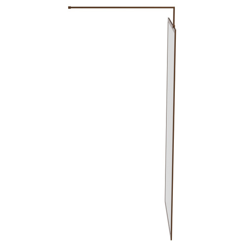 Pacco 8mm Clear Glass Brushed Bronze 1850mm x 900mm Fully Framed Walk In Shower Screen including Wall Channel and Support Bar Side View