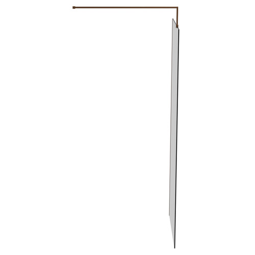 Pacco 8mm Smoked Glass Brushed Bronze 1950mm x 800mm Walk In Shower Screen including Wall Channel and Support Bar Side View