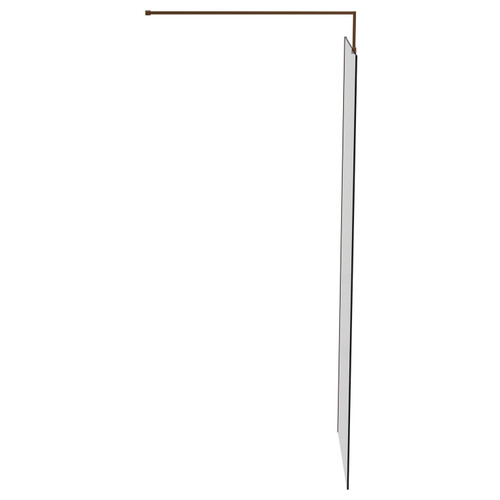Pacco 8mm Smoked Glass Brushed Bronze 1950mm x 700mm Walk In Shower Screen including Wall Channel and Support Bar Side View