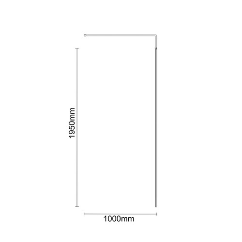 Pacco 8mm Smoked Glass Brushed Bronze 1950mm x 700mm Walk In Shower Screen including Wall Channel and Support Bar Dimensions Side