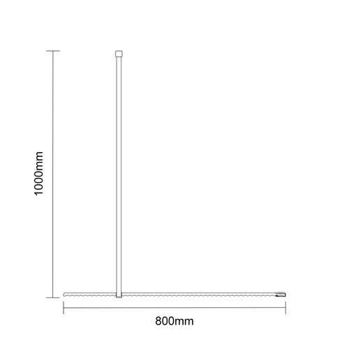 Pacco 8mm Fluted Glass Brushed Bronze 1850mm x 800mm Walk In Shower Screen including Wall Channel and Support Bar Dimensions Top