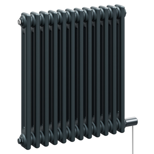 Colosseum Anthracite 600mm x 548mm Horizontal Electric Double Column Radiator Left Hand View