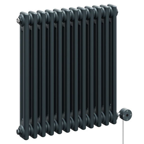 Colosseum Anthracite 600mm x 548mm Horizontal Digital Thermostatic Electric Double Column Radiator Left Hand View