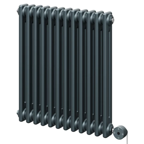 Colosseum Anthracite 600mm x 548mm Horizontal Digital Thermostatic Electric Double Column Radiator Right Hand View