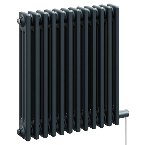 Colosseum Anthracite 600mm x 554mm Horizontal Electric Triple Column Radiator Left Hand View
