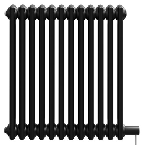 Colosseum Colore Matt Black 600mm x 548mm Horizontal Electric Double Column Radiator Front View