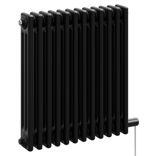 Colosseum Colore Matt Black 600mm x 554mm Horizontal Electric Triple Column Radiator Left Hand View