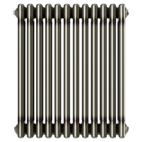 Colosseum Raw Metal 600mm x 548mm Horizontal Quadruple Column Radiator Front View