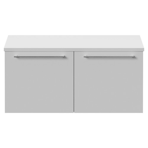 Napoli 390 Gloss White 1000mm Wall Mounted 2 Drawer Vanity Unit for Countertop Basins Front View