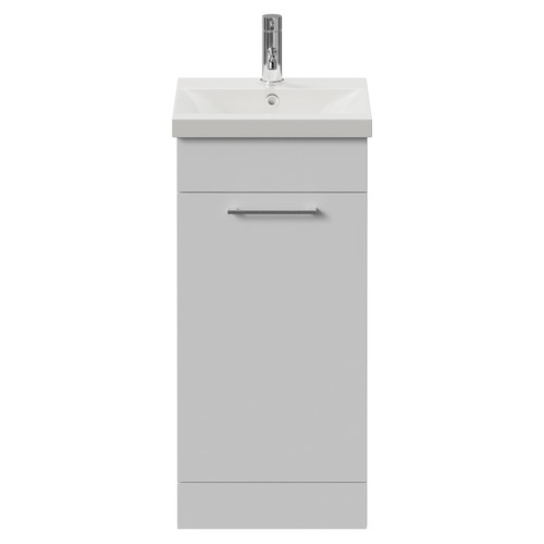 Napoli 390 Gloss White 400mm Single Door Vanity Unit with Glide Basin Front View
