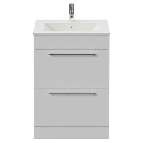 Napoli 460 Gloss White 600mm 2 Drawer Vanity Unit with Angel Basin Front View