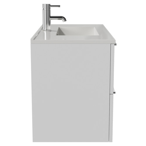 Napoli 390 Gloss White 800mm Wall Mounted 2 Drawer Vanity Unit with Angel Basin Side View
