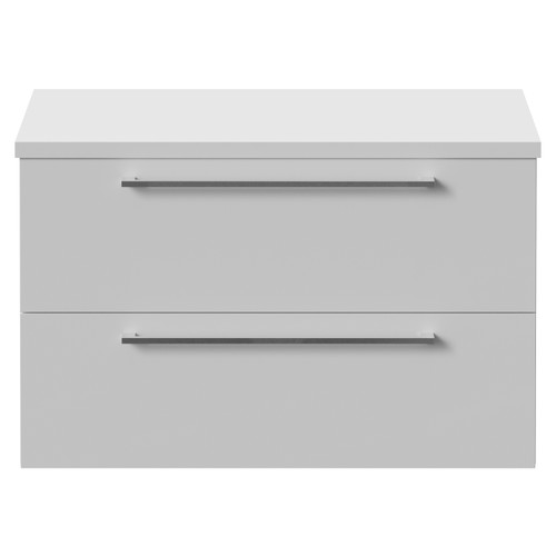 Napoli 390 Gloss White 800mm Wall Mounted 2 Drawer Vanity Unit for Countertop Basins Front View
