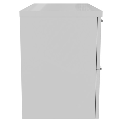 Napoli 390 Gloss White 800mm Wall Mounted 2 Drawer Vanity Unit for Countertop Basins Side View