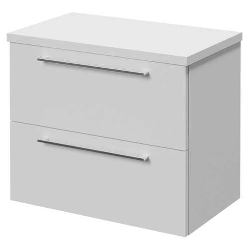 Napoli 390 Gloss White 600mm Wall Mounted 2 Drawer Vanity Unit for Countertop Basins Right Hand View