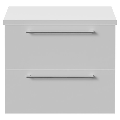 Napoli 390 Gloss White 600mm Wall Mounted 2 Drawer Vanity Unit for Countertop Basins Front View