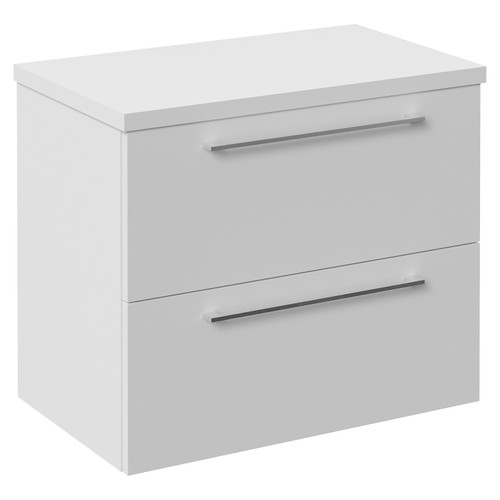 Napoli 390 Gloss White 600mm Wall Mounted 2 Drawer Vanity Unit for Countertop Basins Left Hand View
