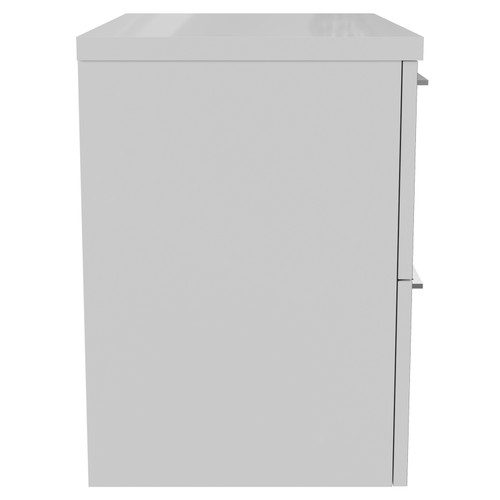 Napoli 390 Gloss White 600mm Wall Mounted 2 Drawer Vanity Unit for Countertop Basins Side View