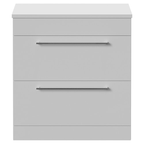 Napoli 390 Gloss White 800mm 2 Drawer Vanity Unit for Countertop Basins Front View