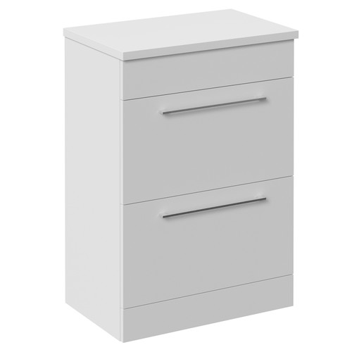 Napoli 390 Gloss White 600mm 2 Drawer Vanity Unit for Countertop Basins Left Hand View