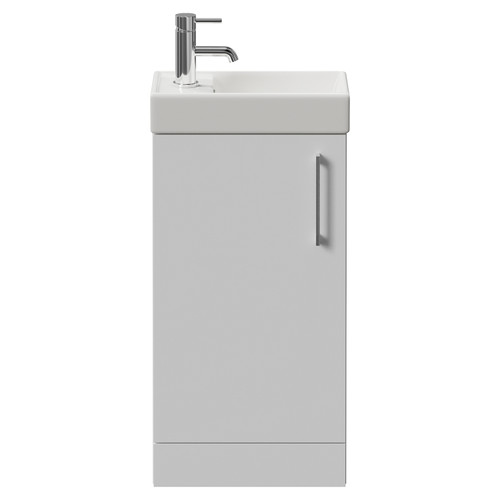 Napoli Cube Gloss White 400mm Single Door Vanity Unit with Align Basin Front View