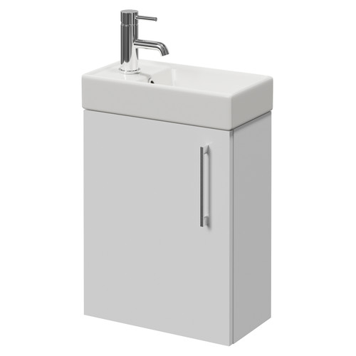 Napoli Cube Gloss White 400mm Wall Mounted Single Door Vanity Unit with Align Basin Right Hand View