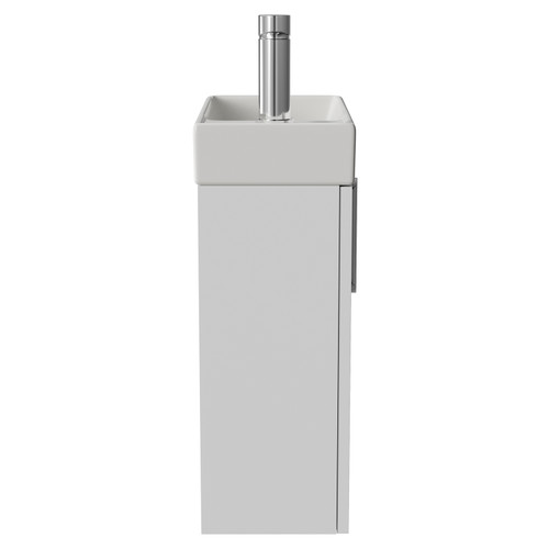 Napoli Cube Gloss White 400mm Wall Mounted Single Door Vanity Unit with Align Basin Side View