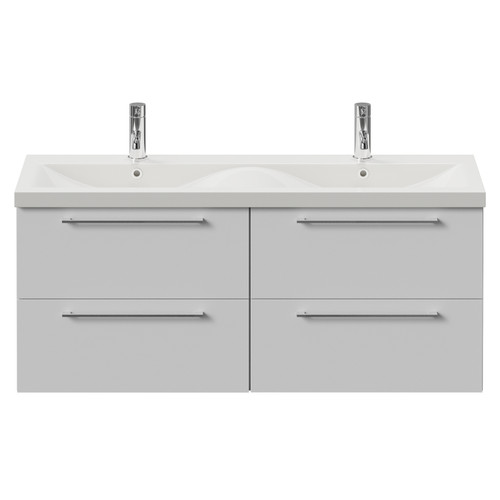 Napoli 390 Gloss White 1200mm Wall Mounted 4 Drawer Vanity Unit with Double Glide Basins Front View