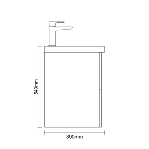 Napoli 390 Gloss White 1200mm Wall Mounted 4 Drawer Vanity Unit with Double Glide Basins Side on Dimensions