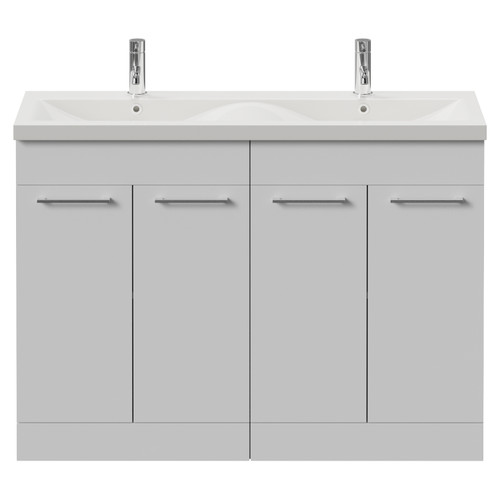 Napoli 390 Gloss White 1200mm 4 Door Vanity Unit with Double Glide Basins Front View