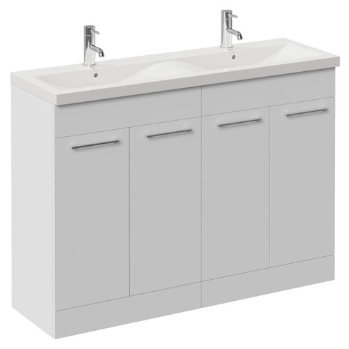 Napoli 390 Gloss White 1200mm 4 Door Vanity Unit with Double Glide Basins Left Hand View