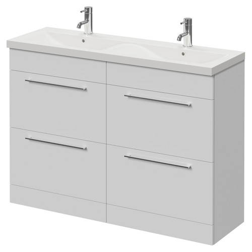 Napoli 390 Gloss White 1200mm 4 Drawer Vanity Unit with Double Glide Basins Right Hand View