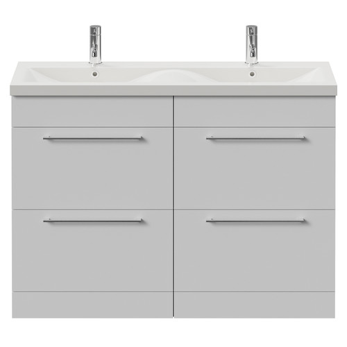 Napoli 390 Gloss White 1200mm 4 Drawer Vanity Unit with Double Glide Basins Front View