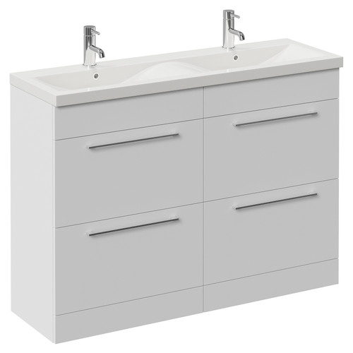 Napoli 390 Gloss White 1200mm 4 Drawer Vanity Unit with Double Glide Basins Left Hand View