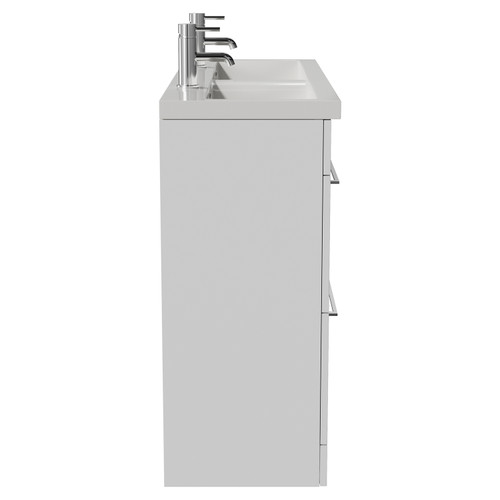 Napoli 390 Gloss White 1200mm 4 Drawer Vanity Unit with Double Glide Basins Side View