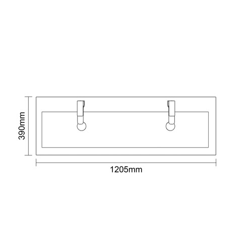 Napoli 390 Gloss White 1200mm 4 Drawer Vanity Unit with Double Glide Basins Top Down Dimensions