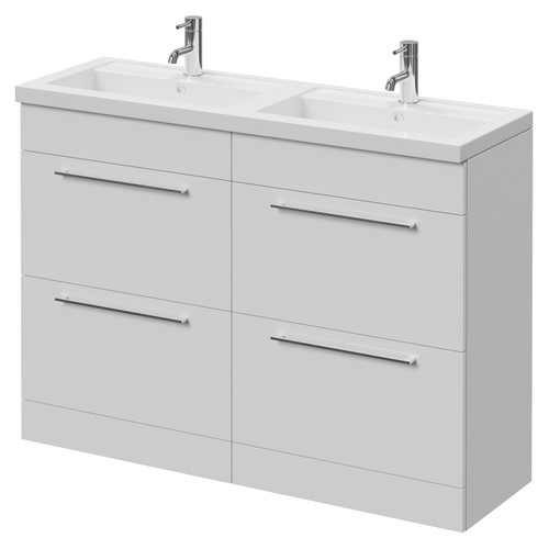 Napoli 390 Gloss White 1200mm 4 Drawer Vanity Unit with Double Lucia Basins Right Hand View