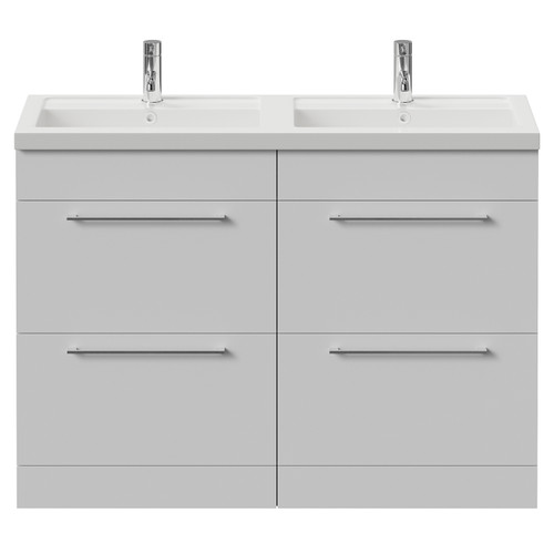 Napoli 390 Gloss White 1200mm 4 Drawer Vanity Unit with Double Lucia Basins Front View