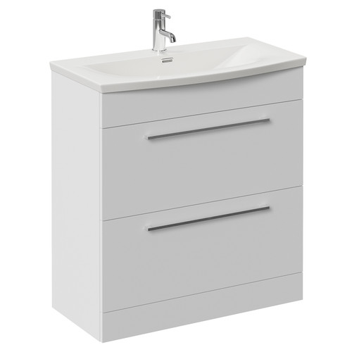 Napoli 390 Gloss White 800mm 2 Drawer Vanity Unit with Arc Basin Left Hand View