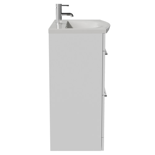 Napoli 390 Gloss White 800mm 2 Drawer Vanity Unit with Arc Basin Side View