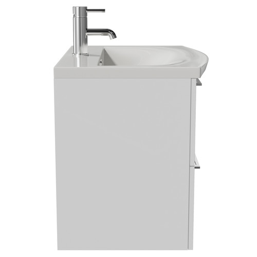 Napoli 390 Gloss White 600mm Wall Mounted 2 Drawer Vanity Unit with Arc Basin Side View