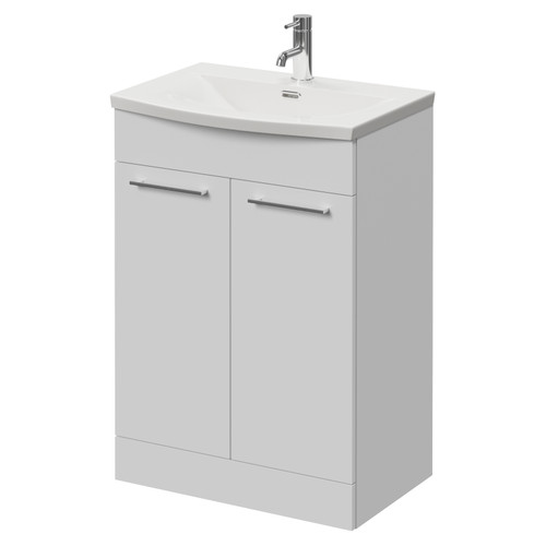 Napoli 390 Gloss White 600mm 2 Door Vanity Unit with Arc Basin Right Hand View