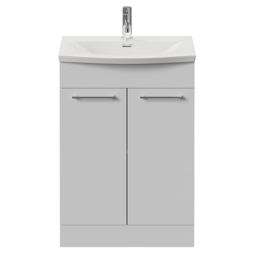 Napoli 390 Gloss White 600mm 2 Door Vanity Unit with Arc Basin Front View