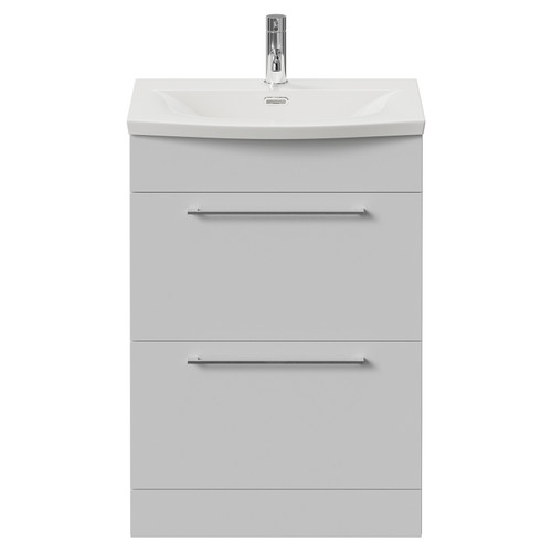 Napoli 390 Gloss White 600mm 2 Drawer Vanity Unit with Arc Basin Front View