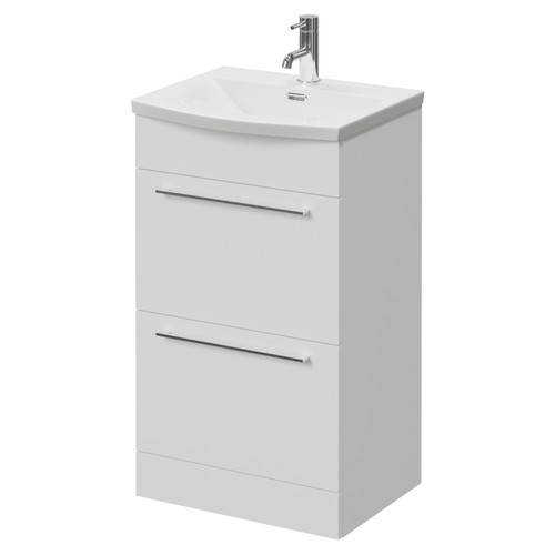 Napoli 390 Gloss White 500mm 2 Drawer Vanity Unit with Arc Basin Right Hand View