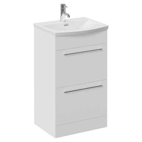 Napoli 390 Gloss White 500mm 2 Drawer Vanity Unit with Arc Basin Left Hand View