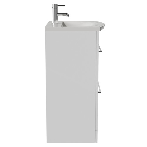 Napoli 390 Gloss White 500mm 2 Drawer Vanity Unit with Arc Basin Side View