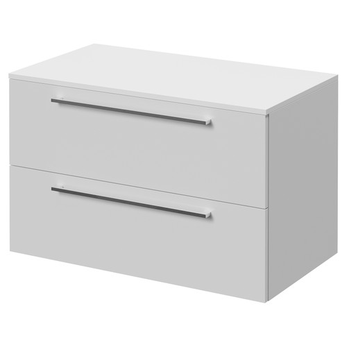 Napoli 460 Gloss White 800mm Wall Mounted 2 Drawer Vanity Unit for Countertop Basins Right Hand View