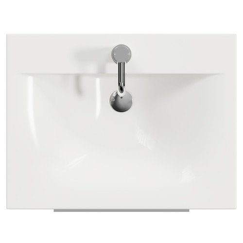 Napoli 460 Gloss White 600mm Wall Mounted 2 Drawer Vanity Unit with Glide Basin Top View